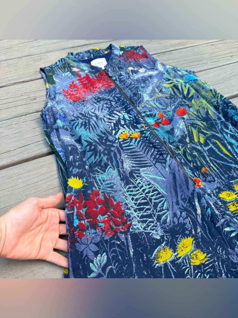 Label by Ritu Kumar Blue Floral Zip Up Flared Jumpsuit size M - Picture 5 of 16